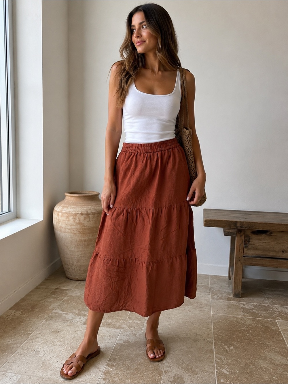Elan Rust Maxi Skirt